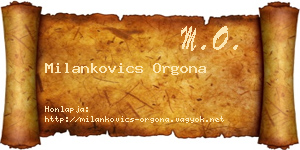 Milankovics Orgona névjegykártya